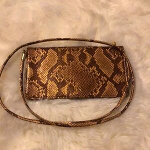 NWOT RZ Gold & Brown Animal Print Crossbody Wallet Gold Accents